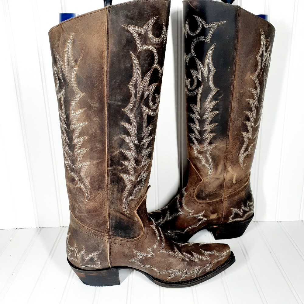 NEW Redneck Riviera Women’s Brown Leather Cowboy Western Boots - Picture 4 of 12